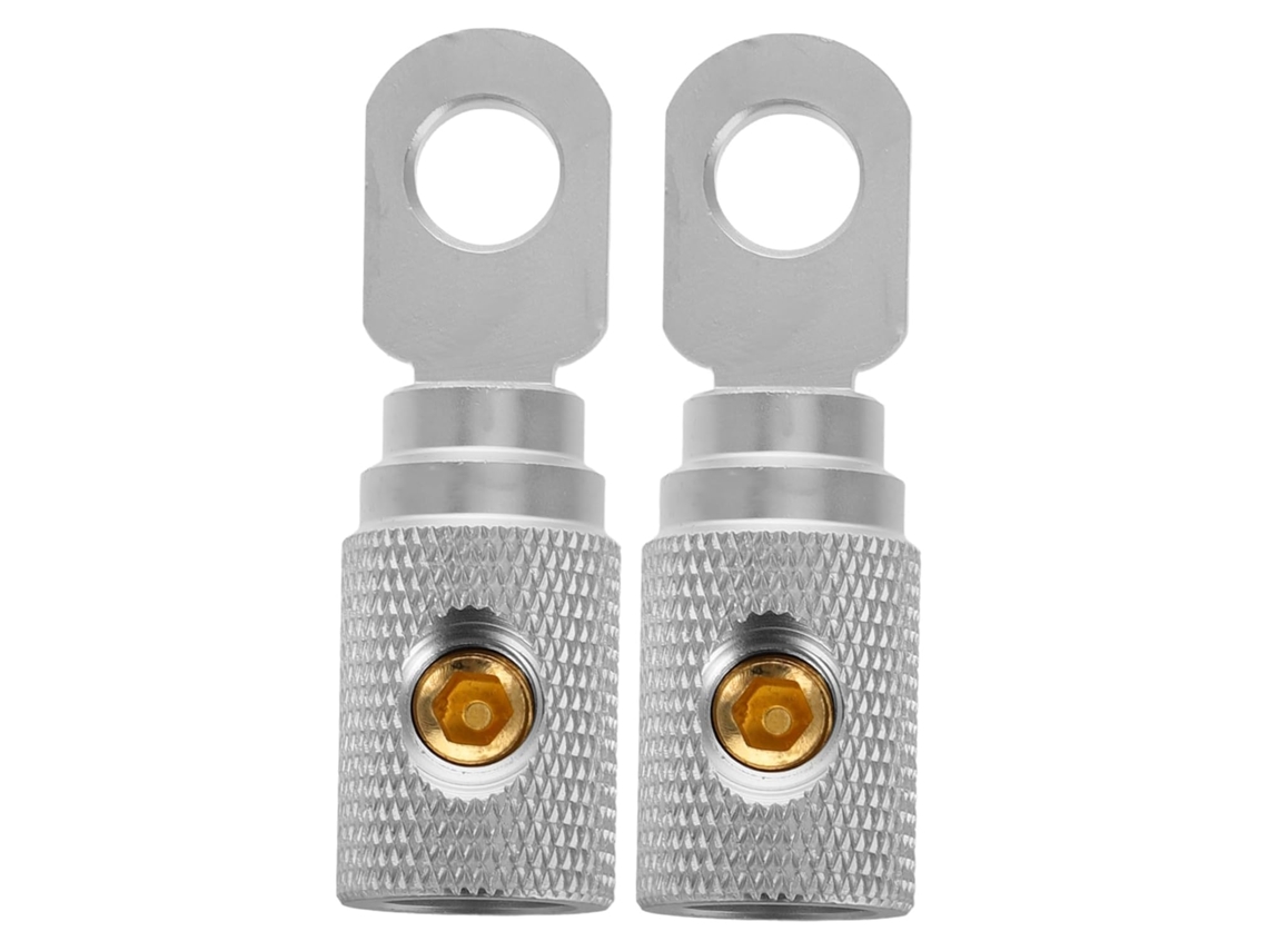 Lot De 2 Connecteurs De Borne De Alimentación Auto 4ga En Cuivre Pur Plaque Nickel, Anneaux A Vis