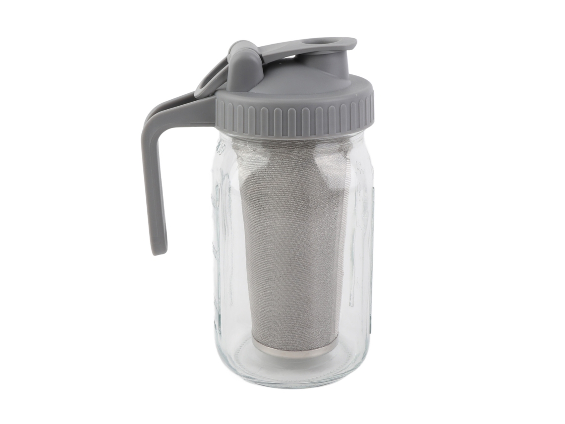 Jarra De Vidrio Mason Con Tapa Y Filtro, 1000 Ml, Boca Ancha, Para Té, Café Helado Y Otras Bebidas.