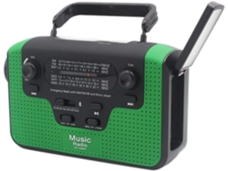 Radio Solar Multifuncional Con Manivela Y Linterna Led Verde De Emergencia.