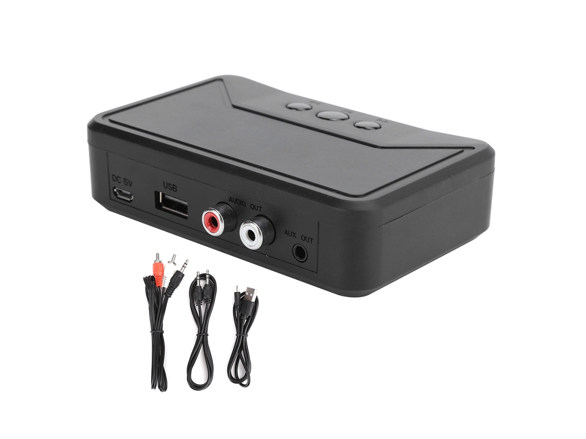 Receptor Bluetooth 5.0 Com Nfc, Adaptador Áudio Estéreo Hifi 3.5mm Aux 2rca Usb, 15m Bt200