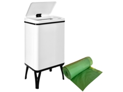 Cubo de basura inteligente Well Home de 40L blanco con rollo de 30 bolsas de basura WELLHOME