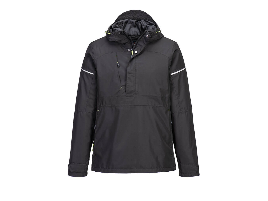 Chaqueta impermeable Portwest Pw3 con protección superior, negra, talla M