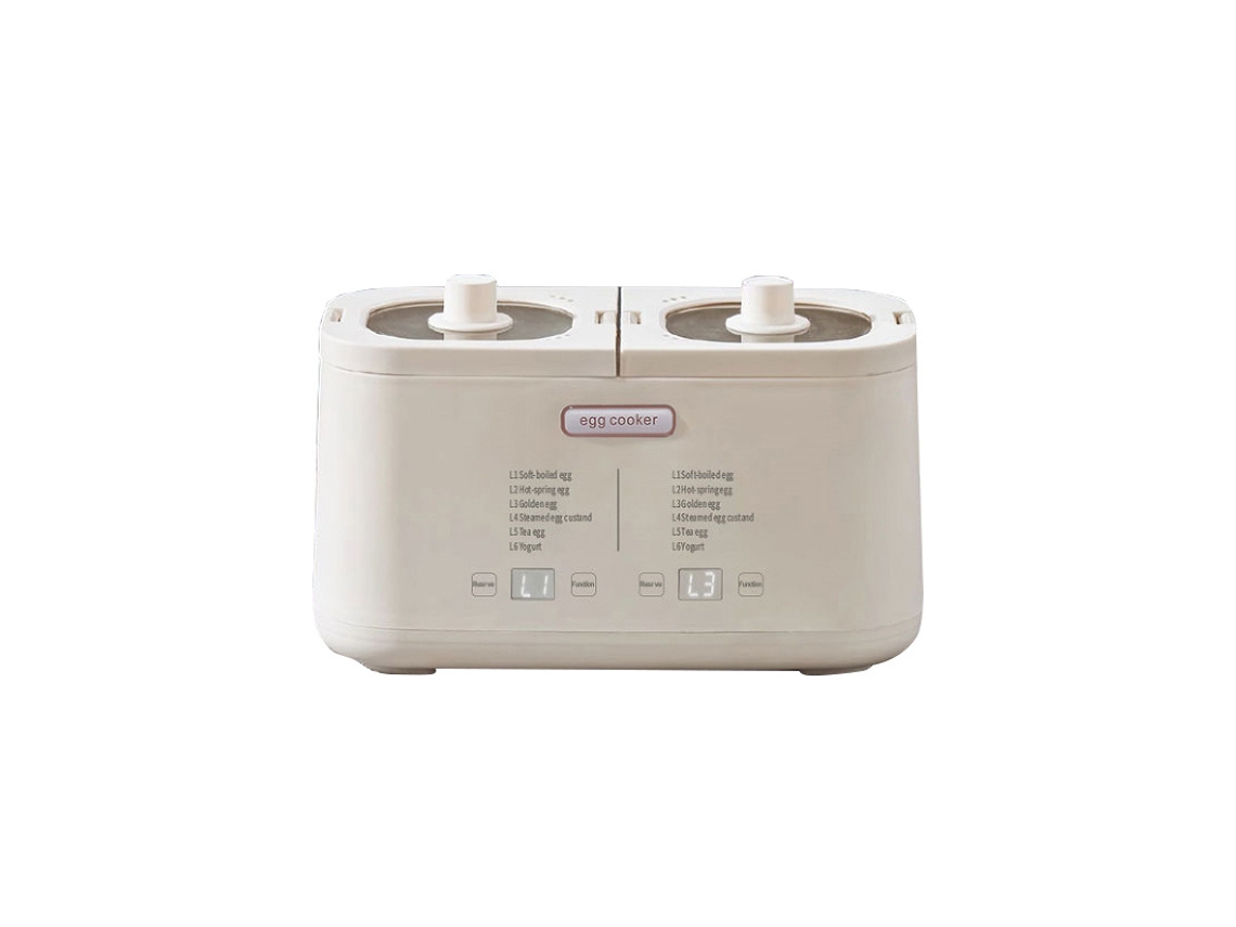Cocedor de huevos automático SFUSHOS de doble depósito, 220 V, con recipiente de acero inoxidable y enchufe europeo.