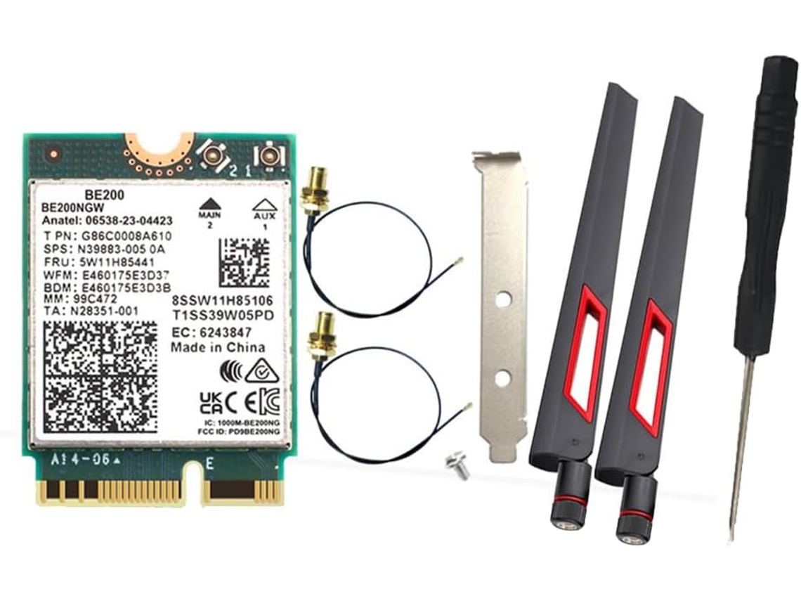 Adaptador Wifi 7 Be200 Be200ngw De 2 Tarjetas, Antena De 10 Db, Bluetooth 5.4, 802.11ax Tribanda M.2 Ngff