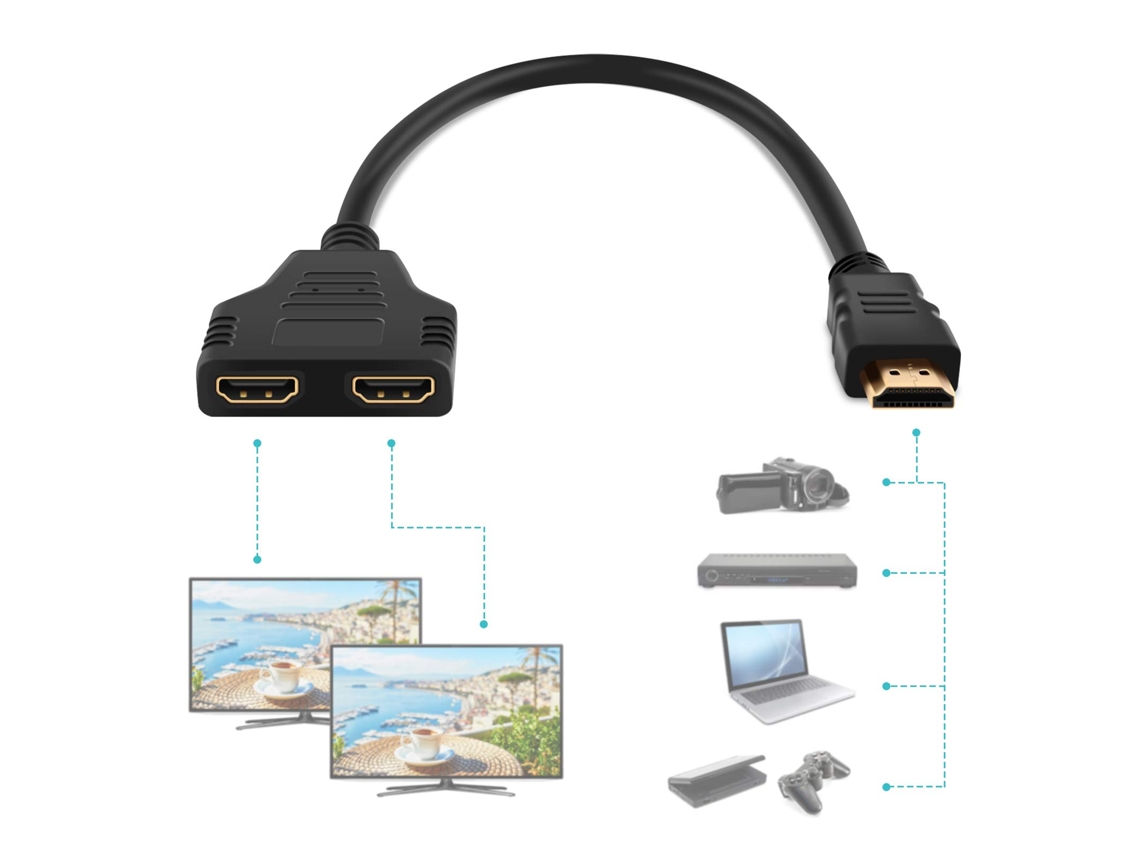 Divisor hembra HDMI, cable divisor HDMI, 1080P HDMI macho a HDMI hembra dual Cable adaptador divisor de 1 a 2 vías Accesorios de computadora para TV HD