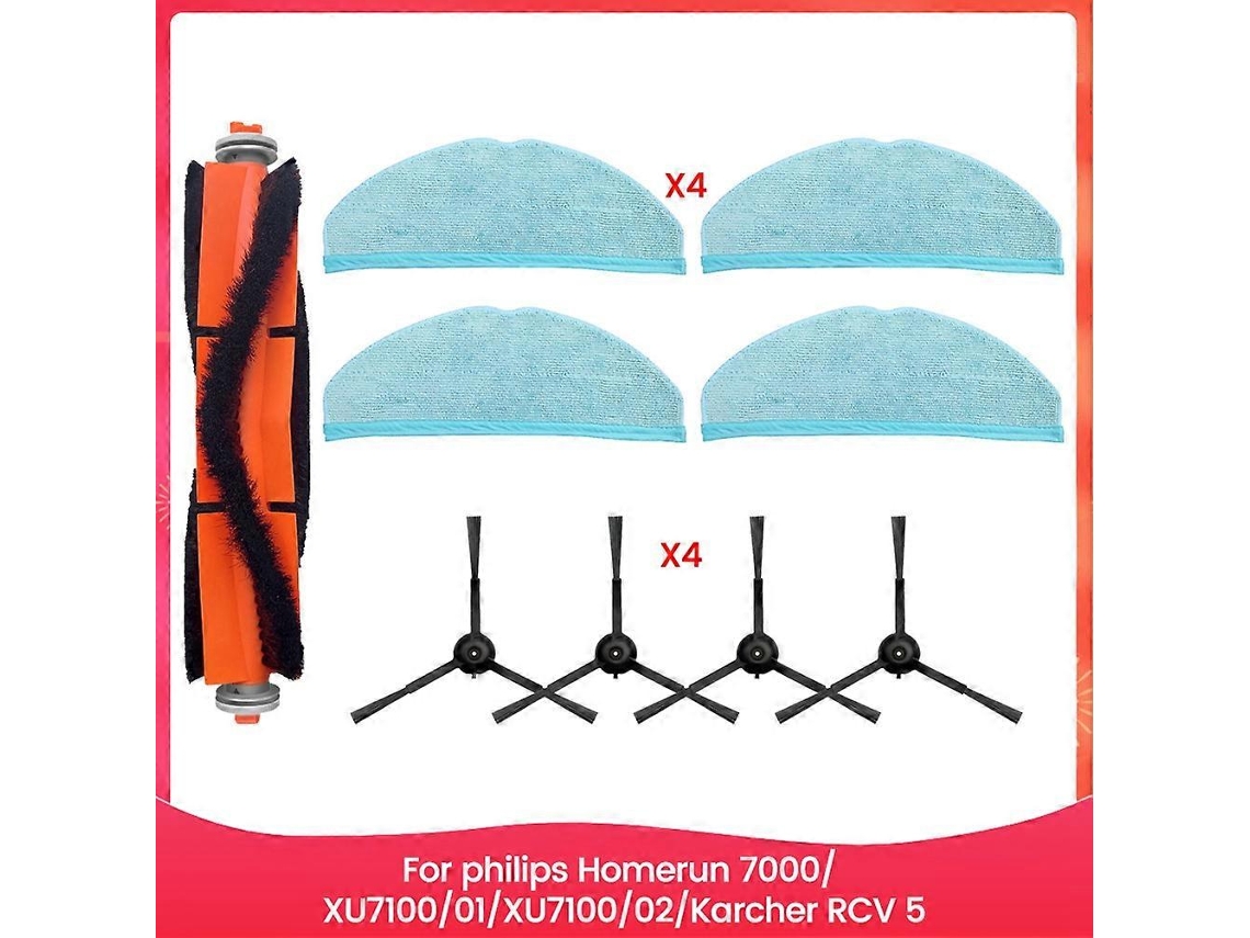 For Homerun 7000 Series Xu7100/01, Xu7100/02, Rcv 5 Vacuum Parts Main Roller Side Brush Mop Cloth P