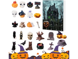 Calendário do Advento Fantasma de Halloween – Espectral com 24 Peças – Decorações Sazonais para Pré-Escola,