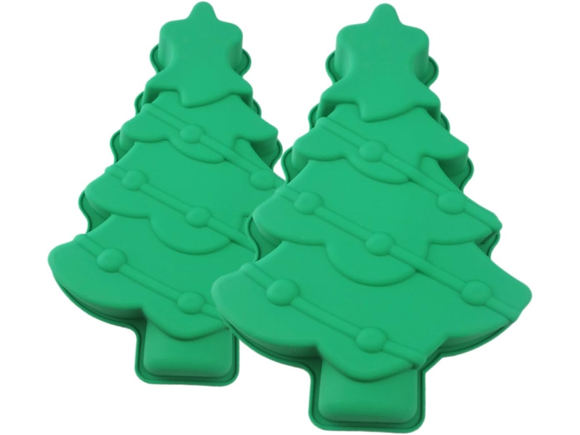 Molde De Silicona Antiadherente Con Forma De Árbol De Navidad, 2 Unidades, Para Pastel, Té O Postre. Riuti.