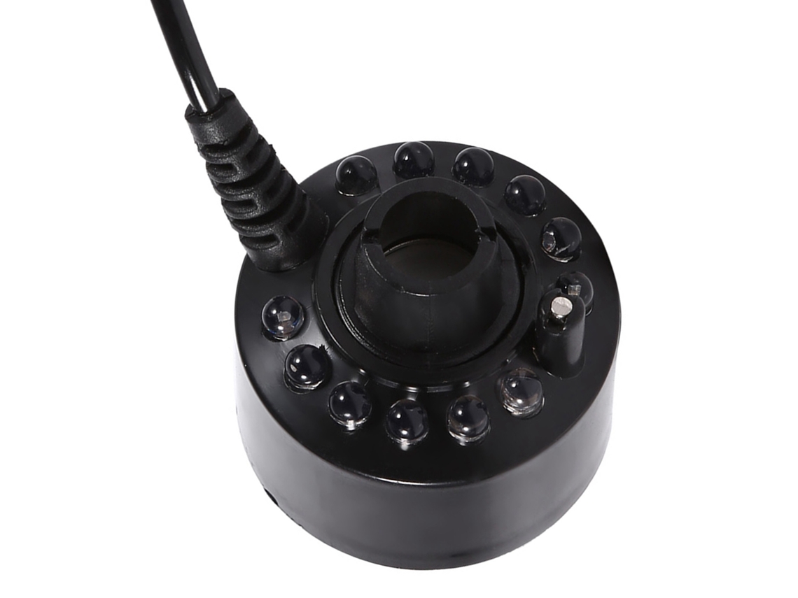 Humidificador ultrasónico de 24 V con 12 LED que cambian de color para piscinas.