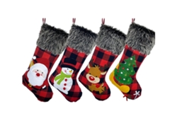 Un Juego De 4 Calcetines Navideños Rústicos Con Detalles De Cuero, Diseñados Ergonómicamente Para El Uso Diario.