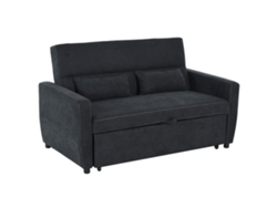 Sofá Cama 2 Plazas Convertible Respaldo Ajustable Tela Negro 148x82x89