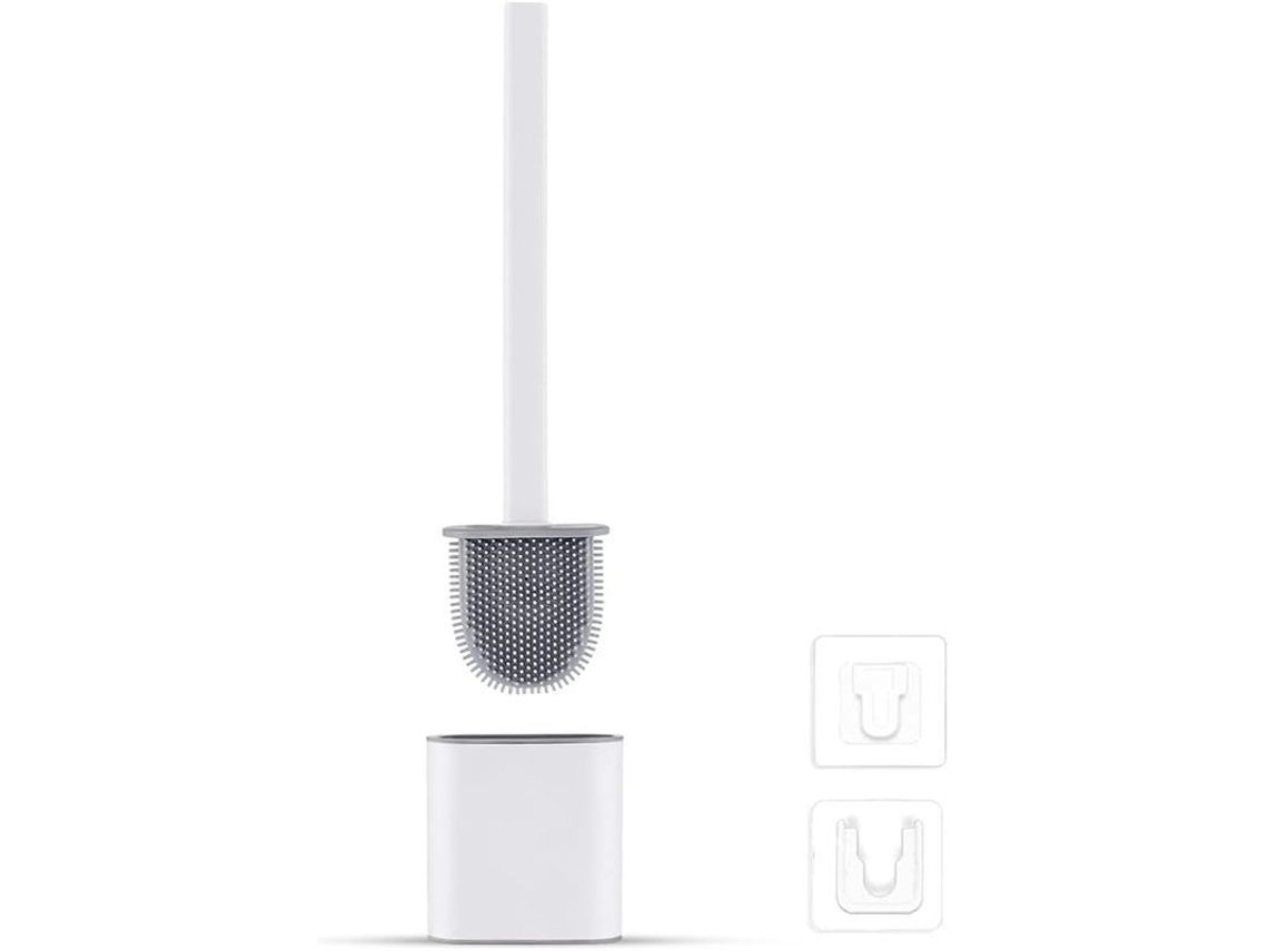 2026-cepillo De Inodoro De Silicona Plana Antibacteriano Antigoteo Secado Rápido Montaje Pared/piso Blanco