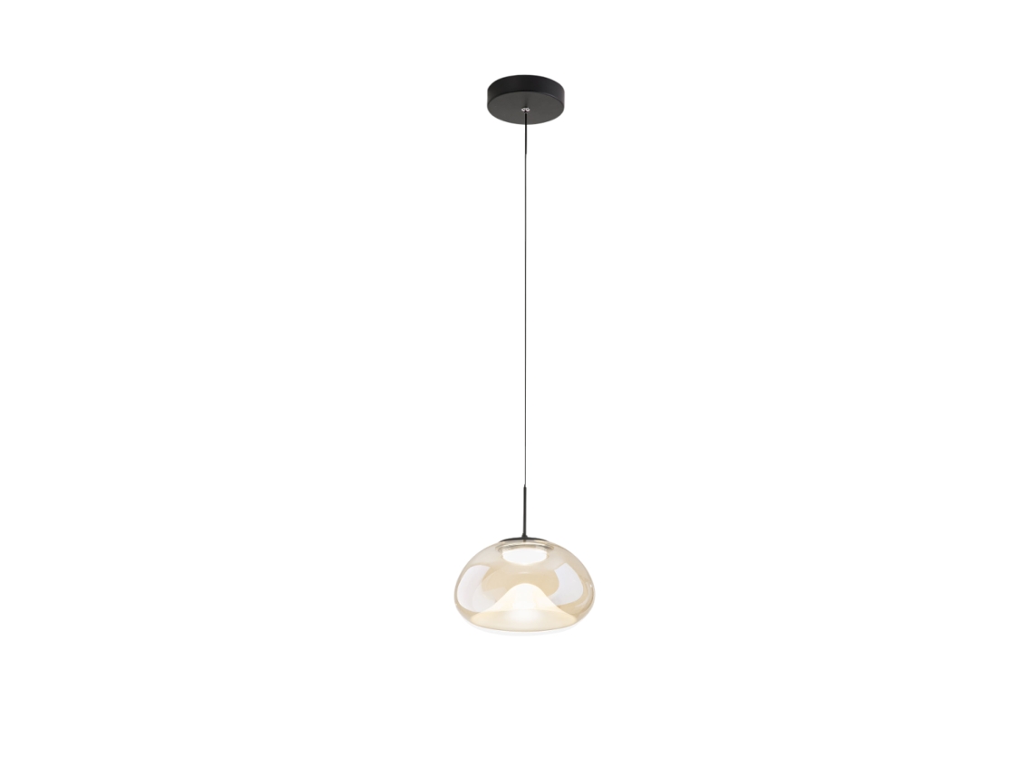 Lámpara colgante individual Brena Conhaque de Fabas Luce Led 10w regulable, diámetro 22 cm