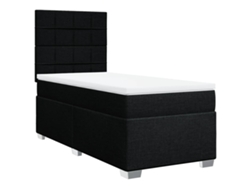 Maison Exclusive - Cama Box Spring Con Colchón Tela Negro 100x200 Cm