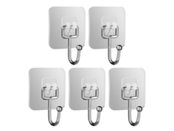5 ganchos adhesivos potentes, transparentes y gruesos, sin clavos, para baño y cocina.