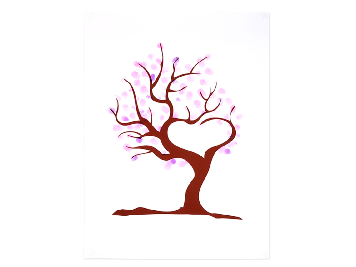 Árbol de bodas con tronco pintado de rojo