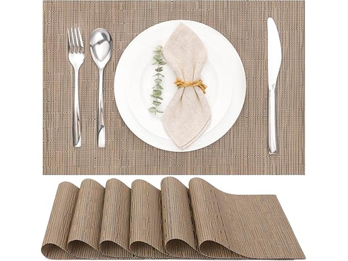 Juego De 6 Manteles Individuales Antideslizantes, Resistentes Al Calor Y Lavables, Ideales Para Cocinas, Comedores Y Hoteles, 30 X 43,5 Cm.