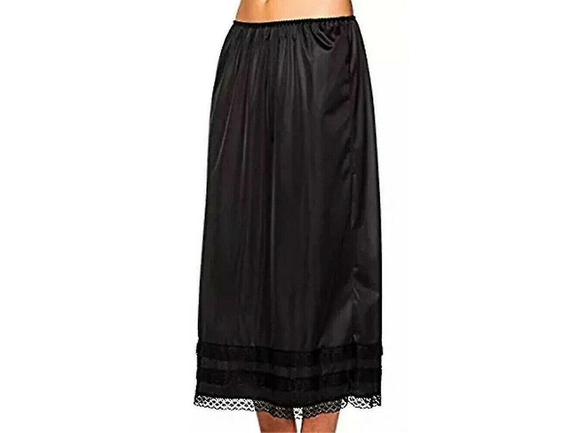 Falda Petticoat Larga De Encaje Para Mujer Con Poliéster Y Spandex Xl Negro