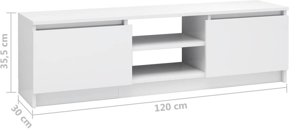 Vidaxl Mueble De tv aglomerado mobiliario hogar soporte centro multimedia accesorios diseño moderno duradero blanco 800573 120 30 35.5 120x30x355