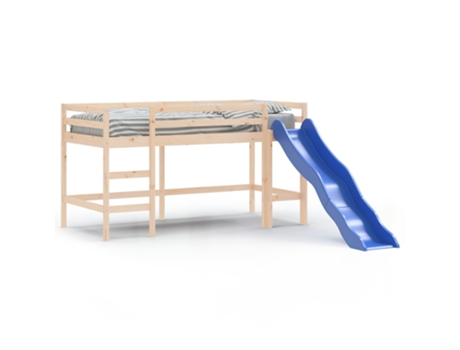 Cama alta para niños VIDAXL tobogán madera maciza pino negro (90 x 190 cm)
