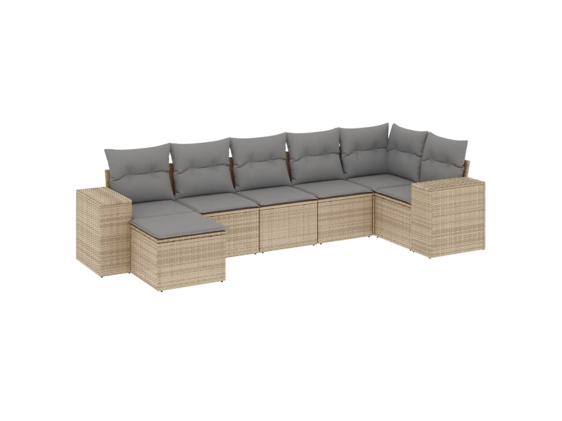 Conjunto 7 sofás de jardín VIDAXL y cojines ratán sintético beige