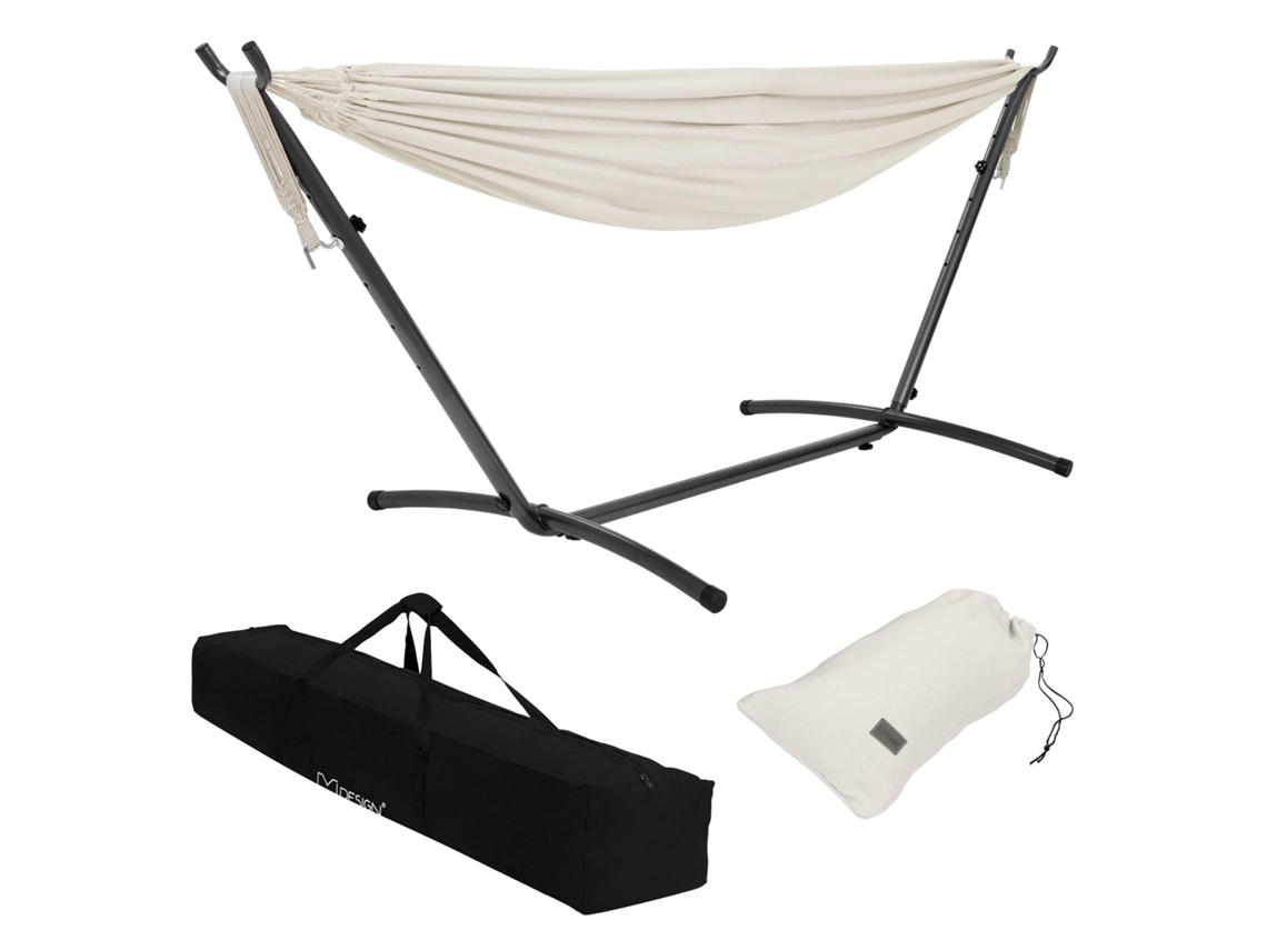 Hamaca XXL con soporte de acero beige para el jardín ML-DESIGN