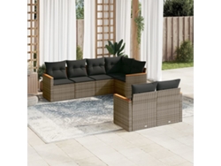 Conjunto de sofás de jardín de 7 piezas DKD Home Decor con cojines de mimbre gris
