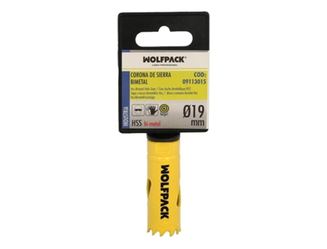 Corona Sierra Bimetal Ø 19 mm Templado Termico. Base Reforzada. Corona Madera. Broca Agujeros Madera. Acero. Hierro. Plasticos WOLFPACK LINEA PROFE...