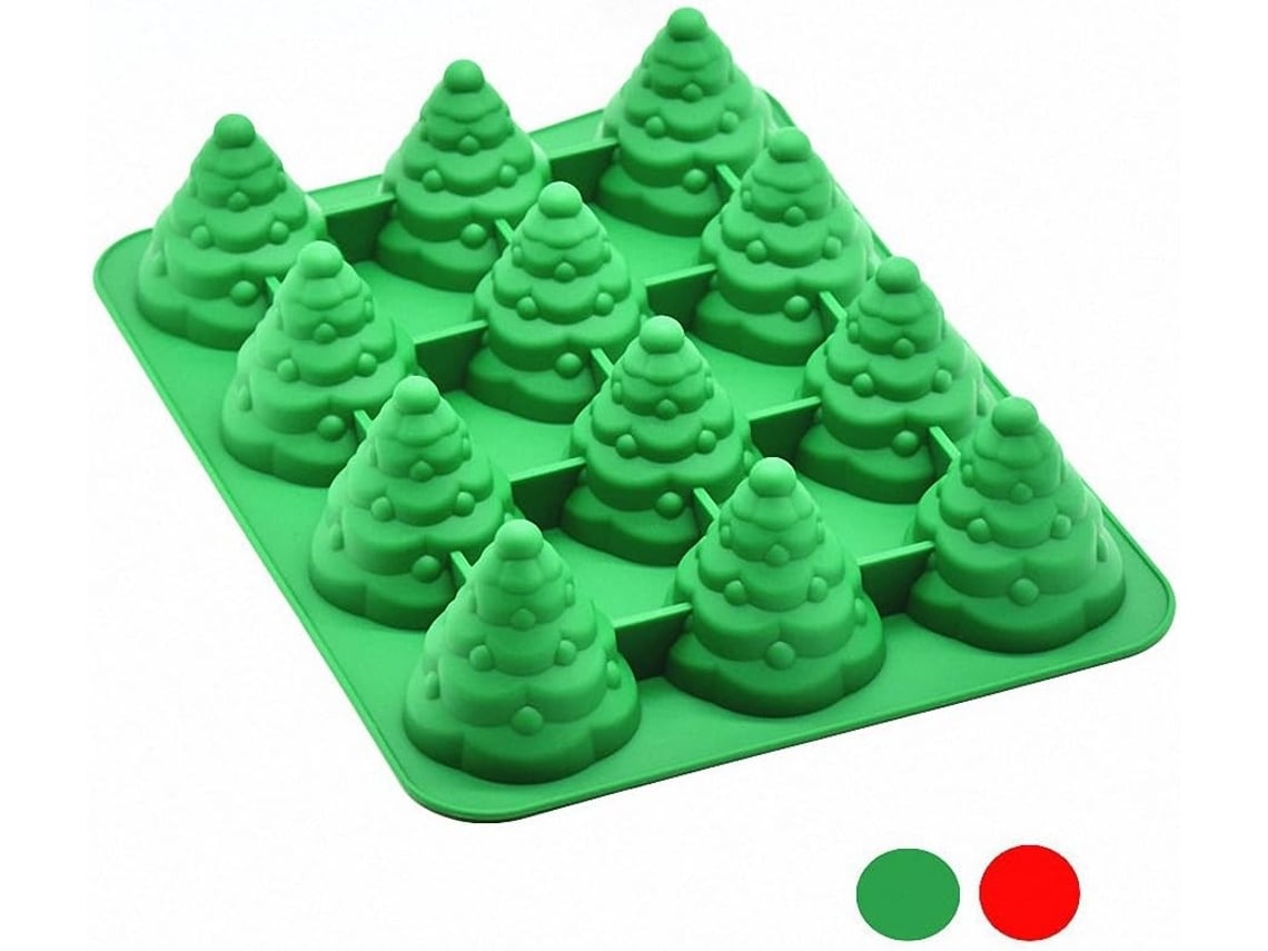 Molde de silicona para pastel de Navidad con forma de árbol, color verde JEIIBRZUI
