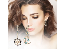 Pendientes Asimétricos De Lujo Con Forma De Sol Y Luna Para Mujer, Engastados Con Ópalos Y Diamantes, Venta Al Por Mayor.