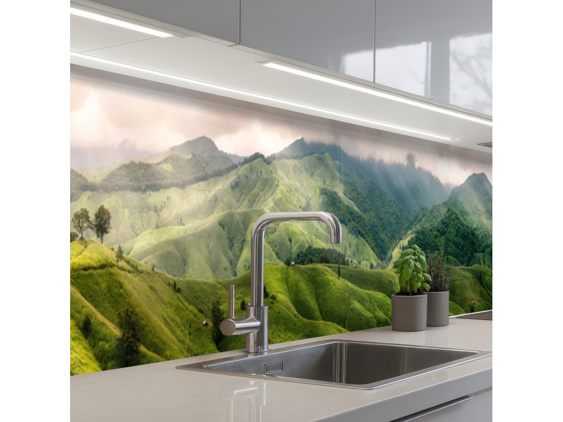 Paneles para salpicadero de cocina - Paisaje - Colinas - Verde 400x60 cm