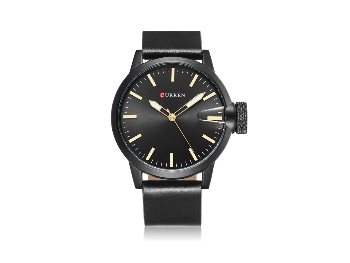 Reloj Hombre Cuarzo Impermeable De Moda Con Correa De Cuero Pu (negro)