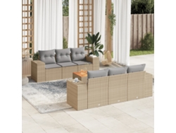 Conjunto de 7 sofás de jardín con cojines de mimbre beige de Dkd Home Decor