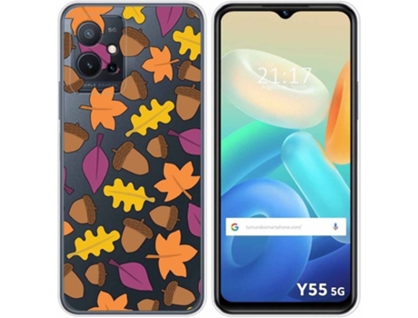 Carcasa para Vivo Y55 5G TUMUNDOSMARTPHONE Dibujos Transparente Otoño Multicolor