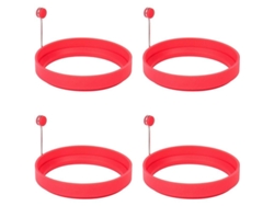 2026da-anillos De Silicona Para Huevos Linjou Molde Para Huevos Fritos Y Pancakes Resistente Al Calor 4 Piezas Rojo
