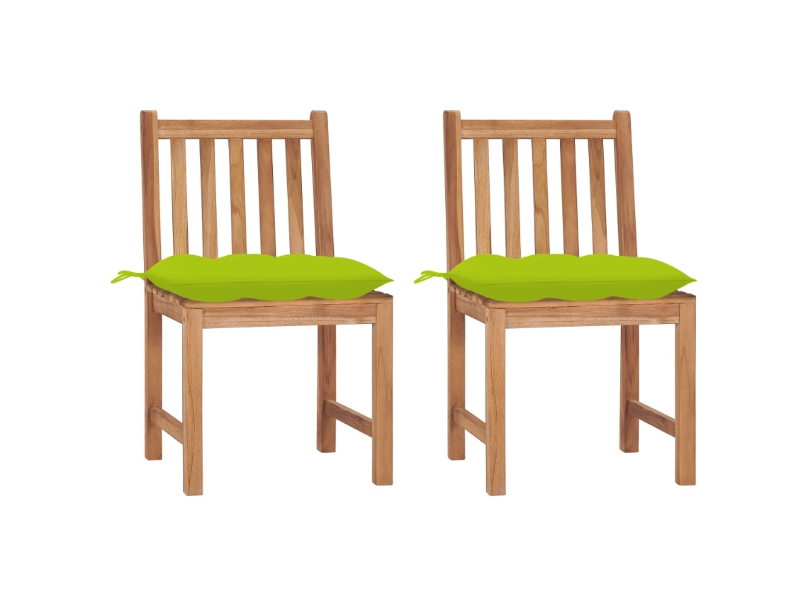 Sillas de jardín DKD Home Decor de 2 piezas con cojines, madera maciza de teca