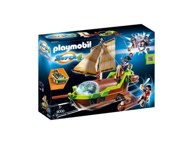 PLAYMOBIL Super 4: Barco Pirata Camaleón con Rubí - 9000 (Edad Mínima: 5)