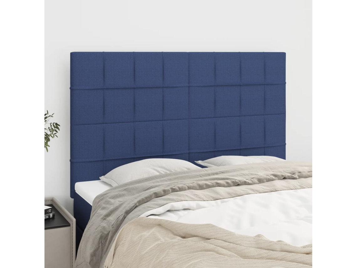 Cabeceros 4 Unidades Tela Azul 72x5x78/88 Cm