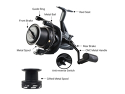Molinete De Pesca Spinning 4.9:1 Con Freno Dual 15kg Y Doble Bobina, Alto Rendimiento Para Pesca