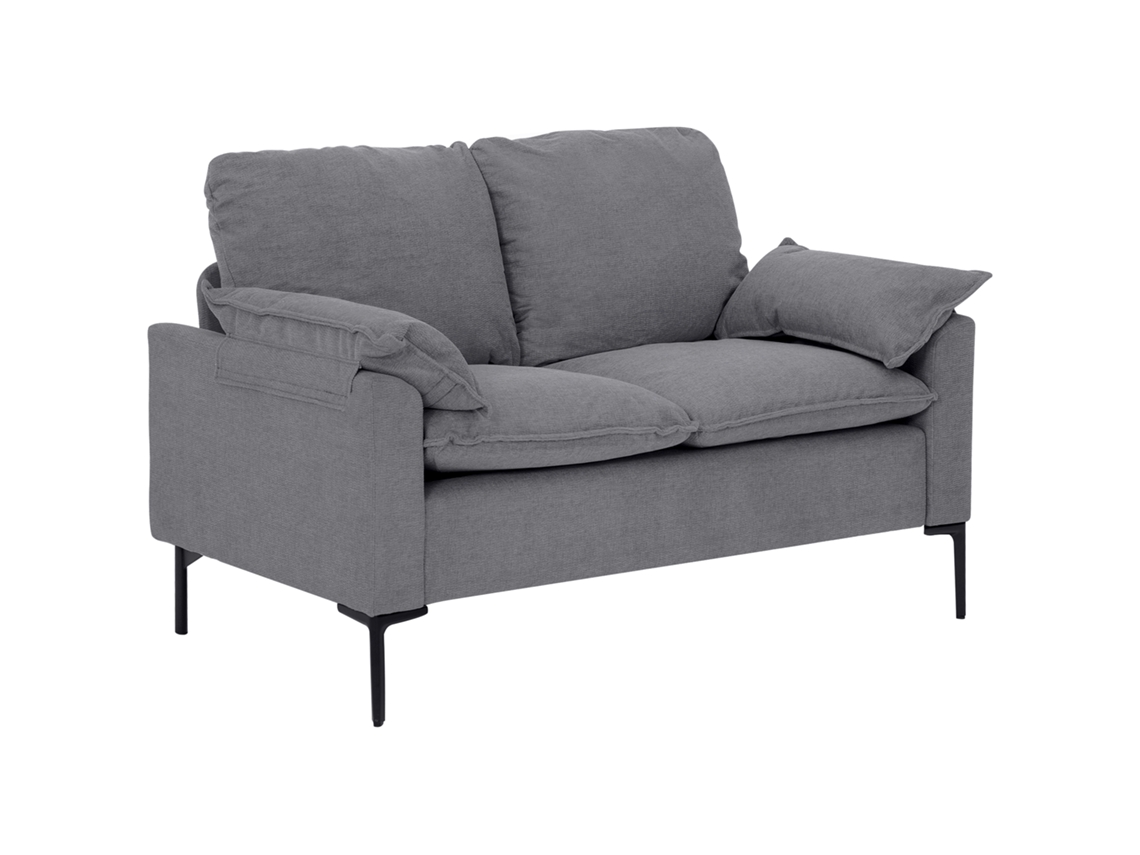 Sofá De 2 Plazas Tapizado En Terciopelo Con Patas De Metal Reposabrazos Acolchado 130x77x84 Cm Gris