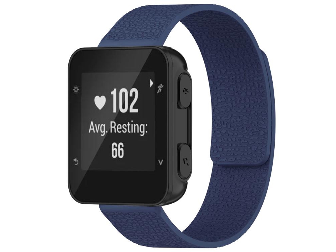 Bracelete Para Garmin Forerunner 35 / 30 / 35j (20mm) - Silicone Magnético - Textura De Lichia Azul Meia-noite