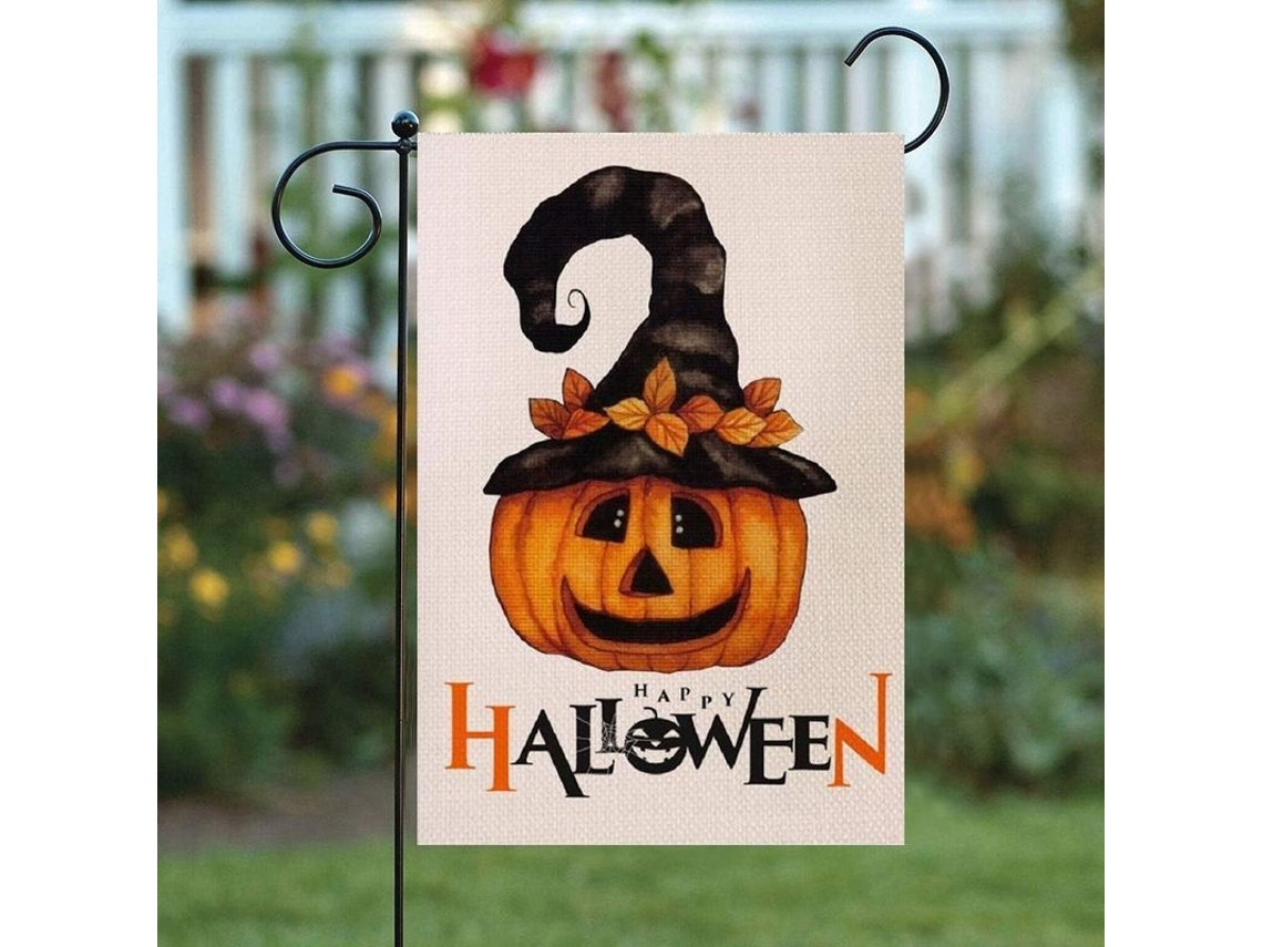Guirnalda De Jardín De Halloween De Doble Cara En Lona Con Diseño De Calabaza, Ideal Para Otoño, Uso En Interiores Y Exteriores.