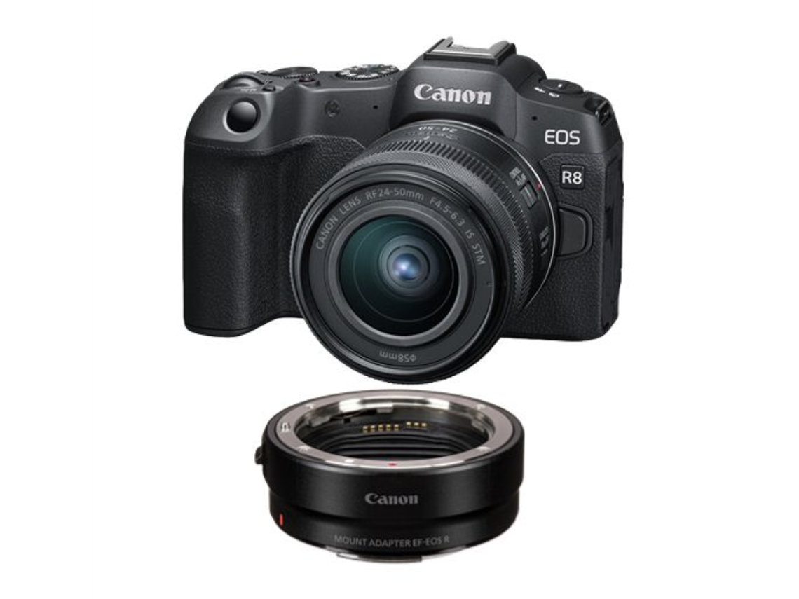 Canon Eos R8 + Rf 24-50mm F4.5-6.3 Is Stm + Ef-eos R + Ebook “20 Consejos Para Fotos Que Impactan”