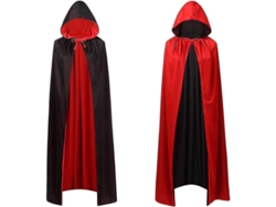Capa reversible para adultos y niños, disfraz de vampiro, bruja o mago para Halloween, Navidad, Pascua y fiestas de disfraces. Color negro y rojo. 120 cm.