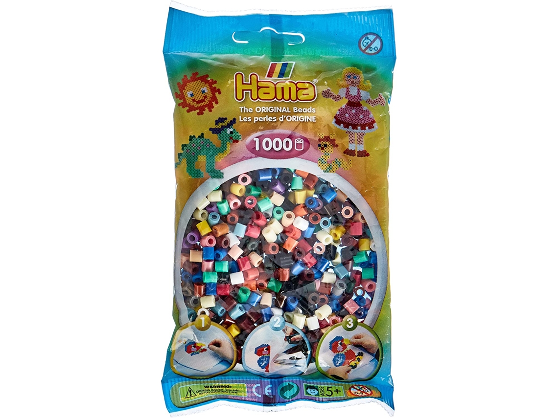Juego de Mosaicos HAMA Set de Cuentas de Plastico midi base mix 22 colors (1000 Peças - Multicolor)
