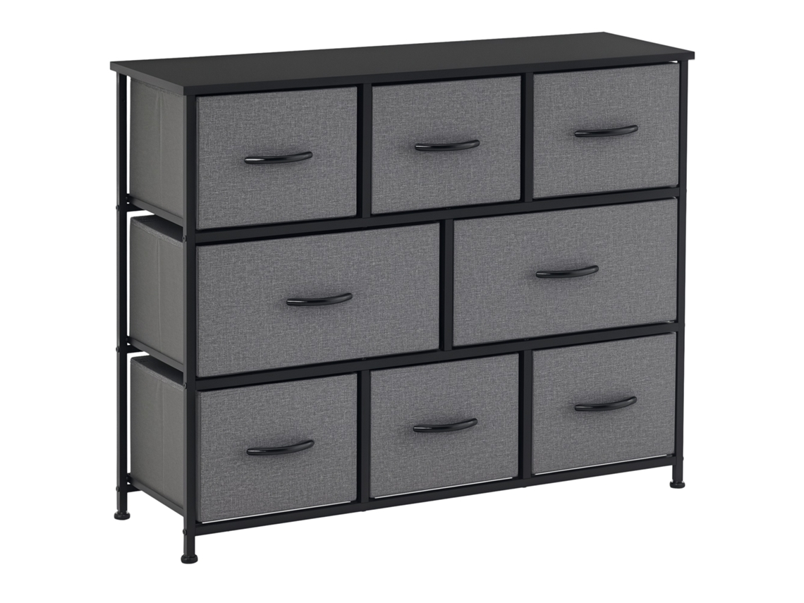 Kommode Con 8 Stoffschutz, 2 Große, 6 Kleine, Metallrahmen, Kippschutz, Grau