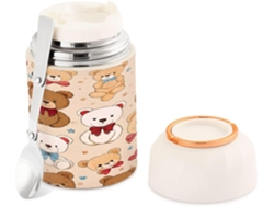 Territorio Térmico De Acero Inoxidable Sin Bpa 500 Ml Con Diseño Oso Adorable, Boca Ancha Y Cuchara Incluid...