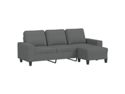 Maison Exclusive - Sofá de 3 plazas con reposapiés, 180 cm, tejido gris oscuro.