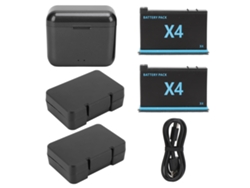 Batería recargable para cámara deportiva con centro de carga, compatible con X4: paquete de baterías reemplazables y centro de carga.