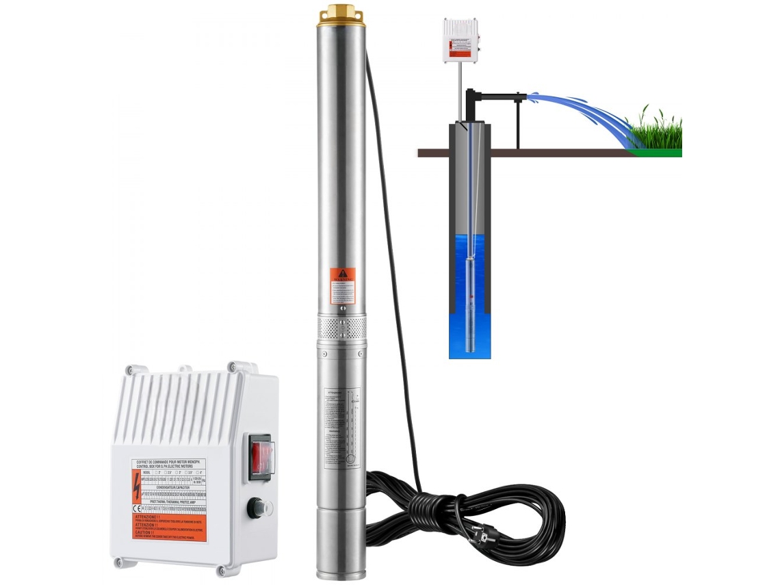 Bomba sumergible profunda Tekmaquinas de acero inoxidable de 1500 W con caudal de 9,8 m³/h